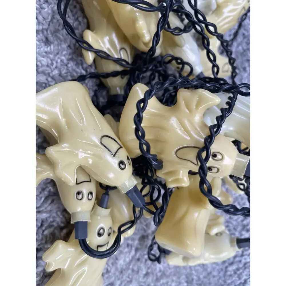 Vintage Halloween Happy Ghost Blow Mold 20 String Lights Working Home Decoration